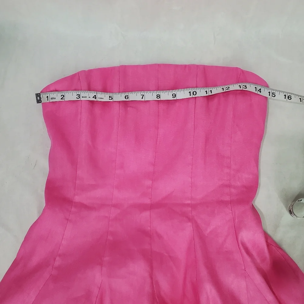 Milly Cameron Solid Linen Strapless Dress size 2 Pink Party Legally Blonde - Picture 11 of 15